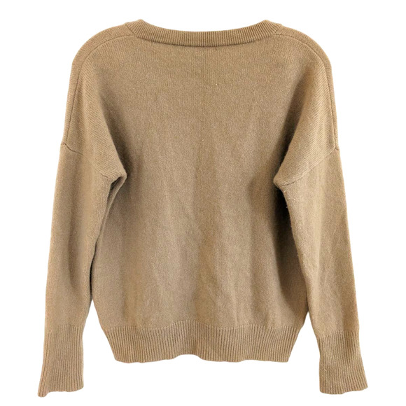 360 Cashmere x Rocky Barnes 100% Cashmere Dylan Lace Up Tan Sweater Small - Picture 5 of 7